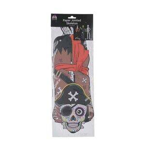 Paper Jointed Skeleton Pirate Holiday Decor Die Cut 44.5" Seasonal Wall Door